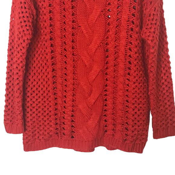 FYLO Long Sleeve Chunky Knit Sweater Red XL - Picture 3 of 7